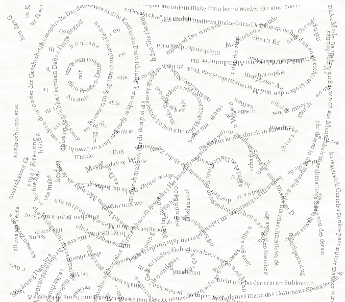 a piece of visual poetry: meandering lines of text in German