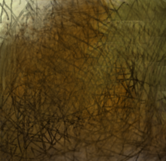black lines amidst layers of yellow and green